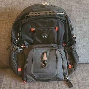 Shrradoo Black and Red Backpack with Adjustable Straps and Padded Construction